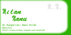 milan nanu business card