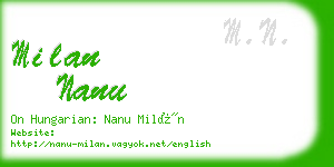 milan nanu business card